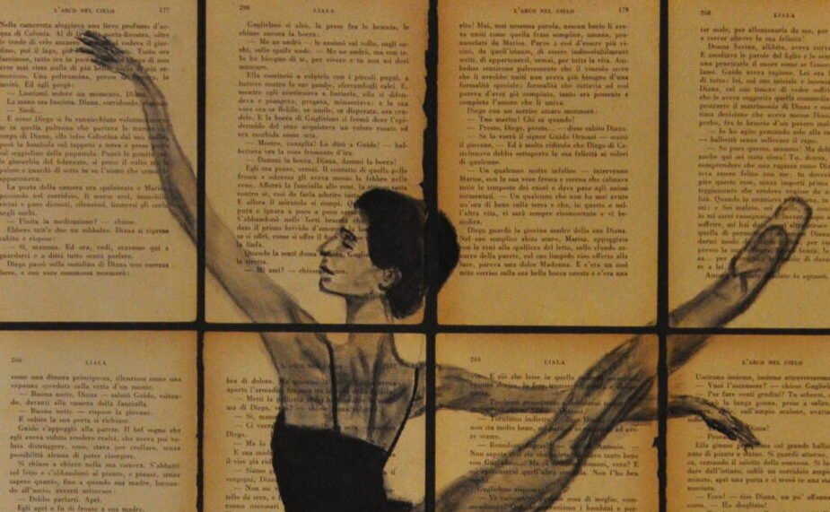 Zoom du Dessin d'une danseuse sur les pages du livre L'arco Nel Cielo de Liala